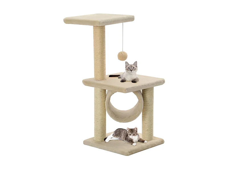 Árvore para gatos c/ postes arranhadores sisal 65 cm bege PT534428