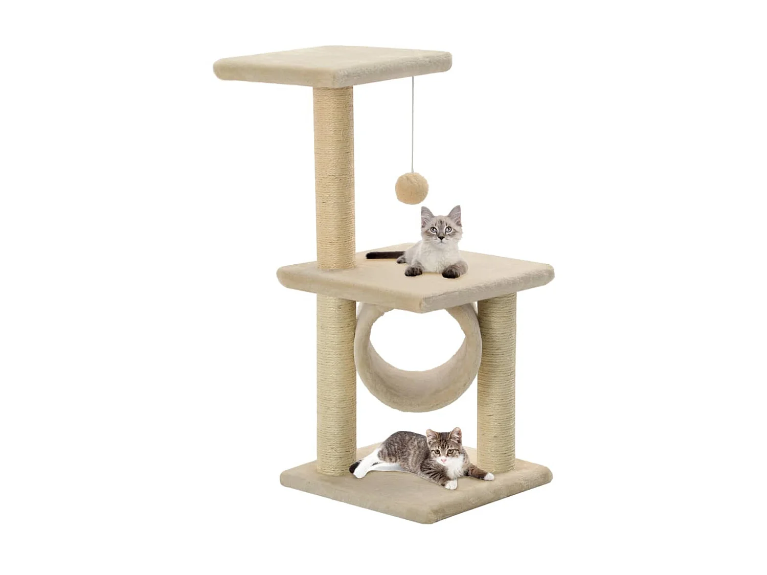 Arbre à chat avec griffoirs en sisal 65 cm Beige OFR18384 BonneVie Meuble