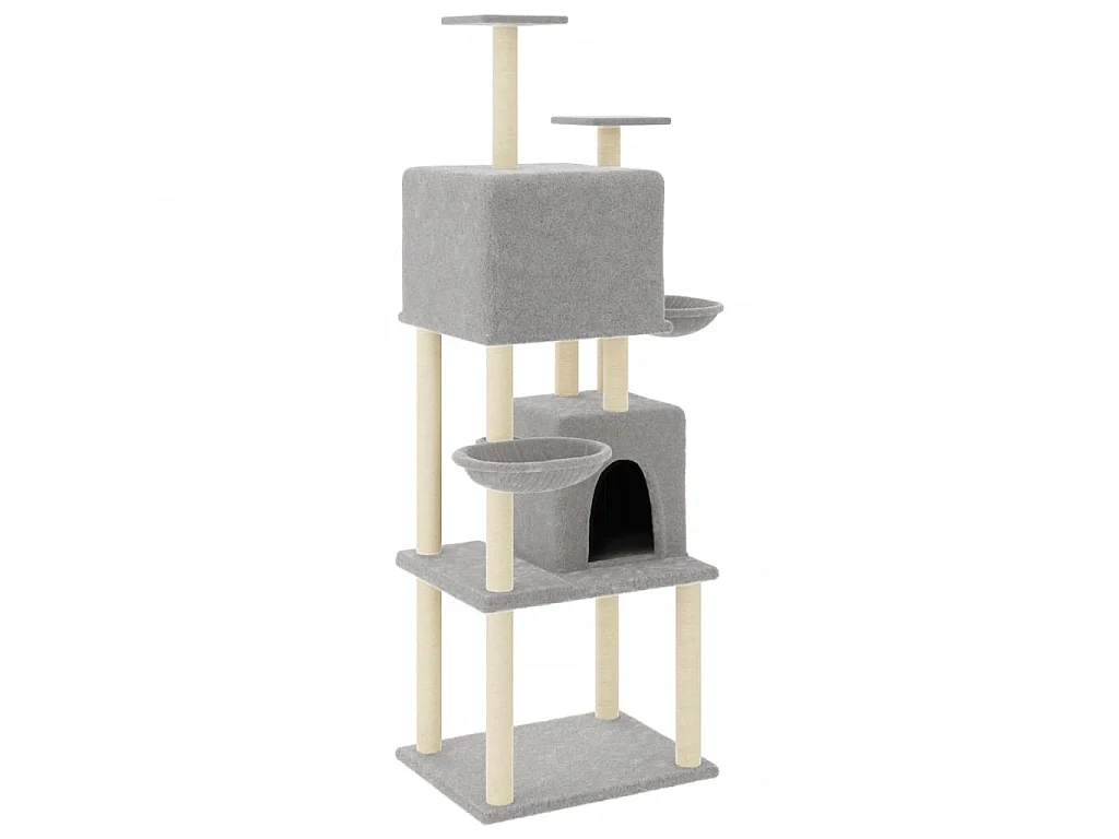 Árvore p/ gatos c/ postes arranhadores sisal 180 cm cinza-claro PT997842