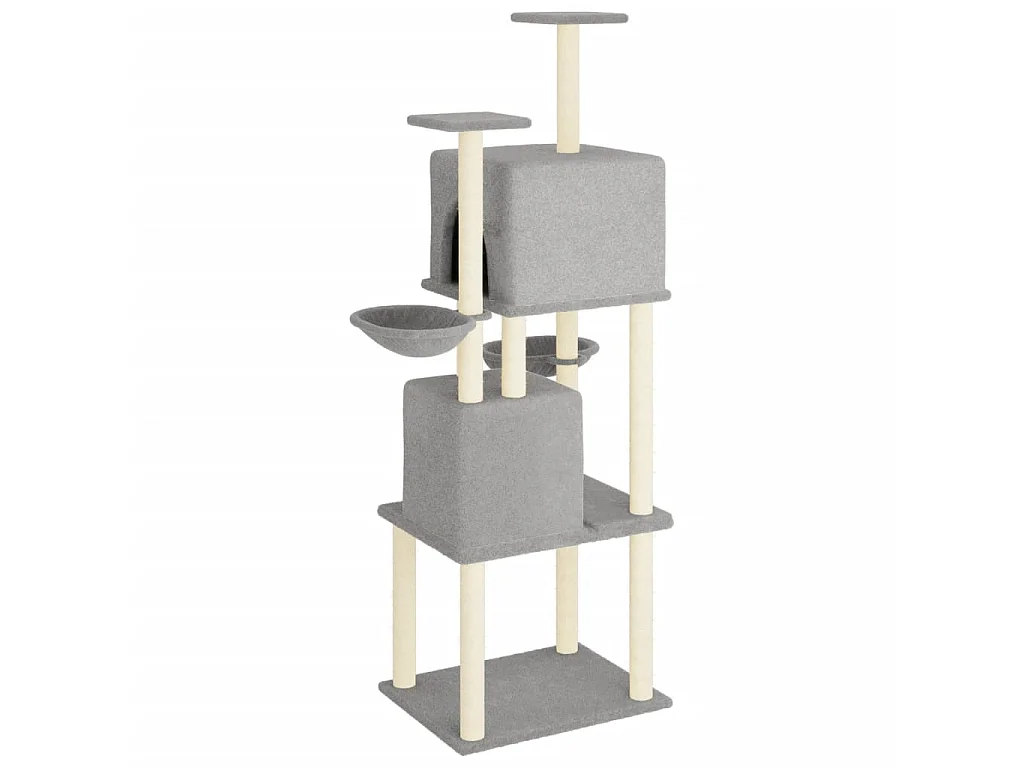 Árvore p/ gatos c/ postes arranhadores sisal 180 cm cinza-claro PT997842