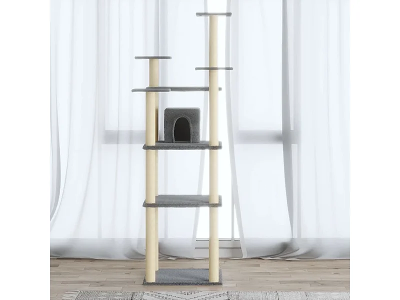Árvore p/ gatos c/ postes arranhadores sisal 171 cm cinza-claro PT918001