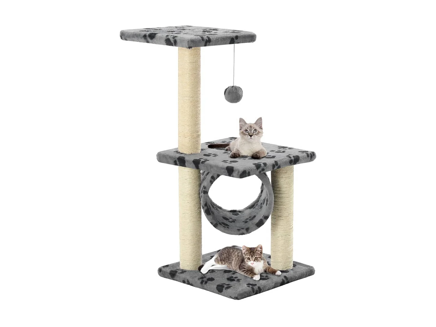 Arbre à chat avec griffoirs en sisal 65 cm Gris Motif de pattes OFR53659 BonneVie Meuble