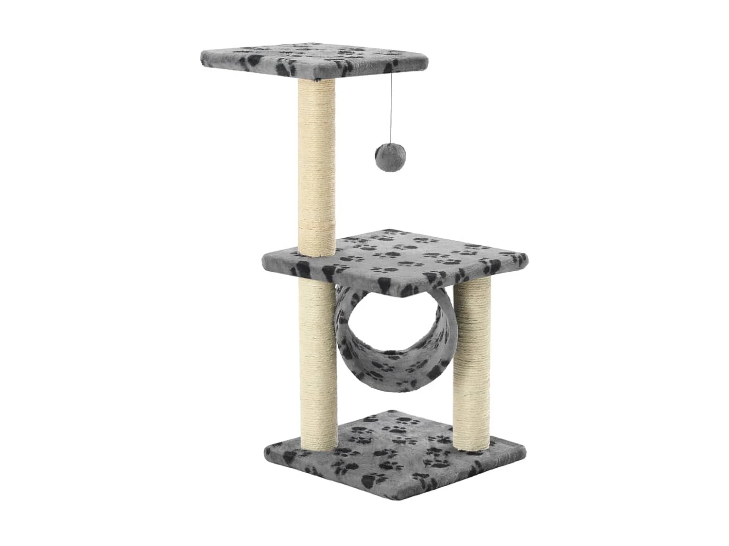 Arbre à chat avec griffoirs en sisal 65 cm Gris Motif de pattes OFR53659 BonneVie Meuble