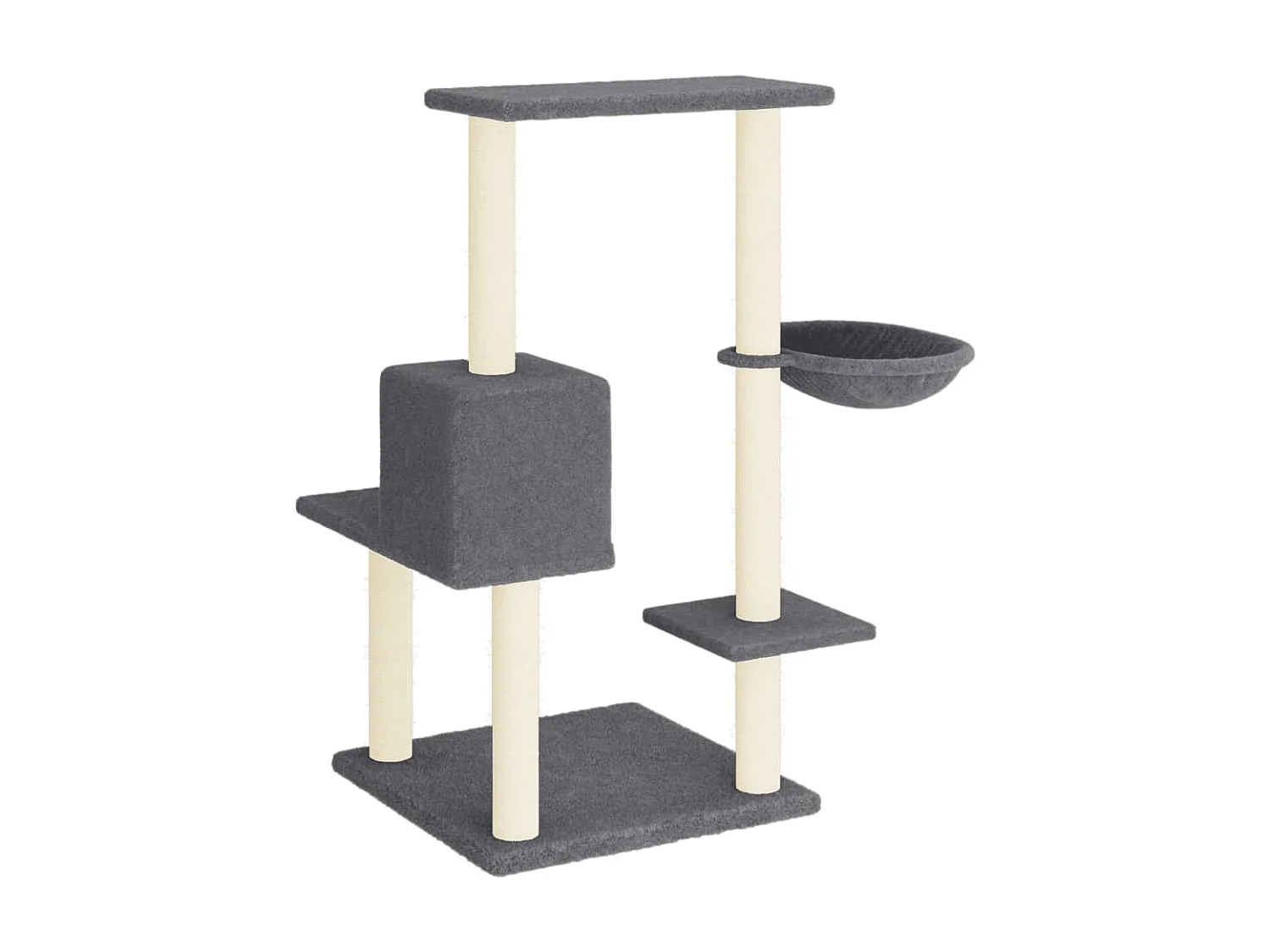 Rascador para gatos con postes de sisal gris oscuro 95 cm ES538307