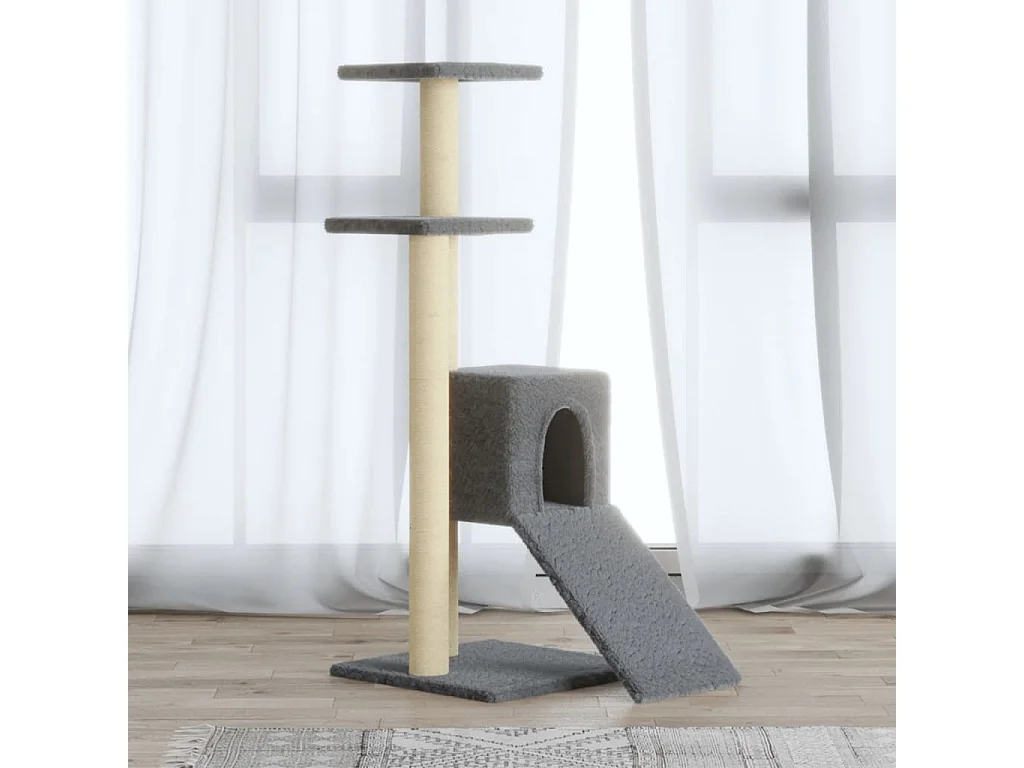 Rascador para gatos con postes de sisal gris claro 92 cm ES354810