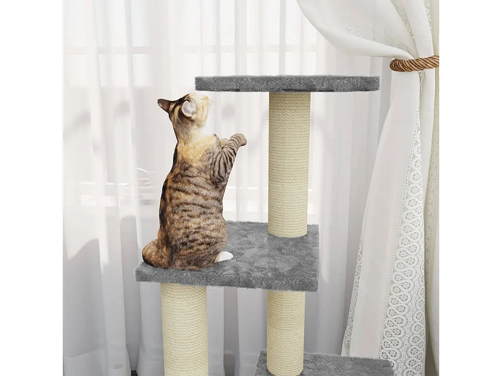 Rascador para gatos con postes de sisal gris claro 92 cm ES354810