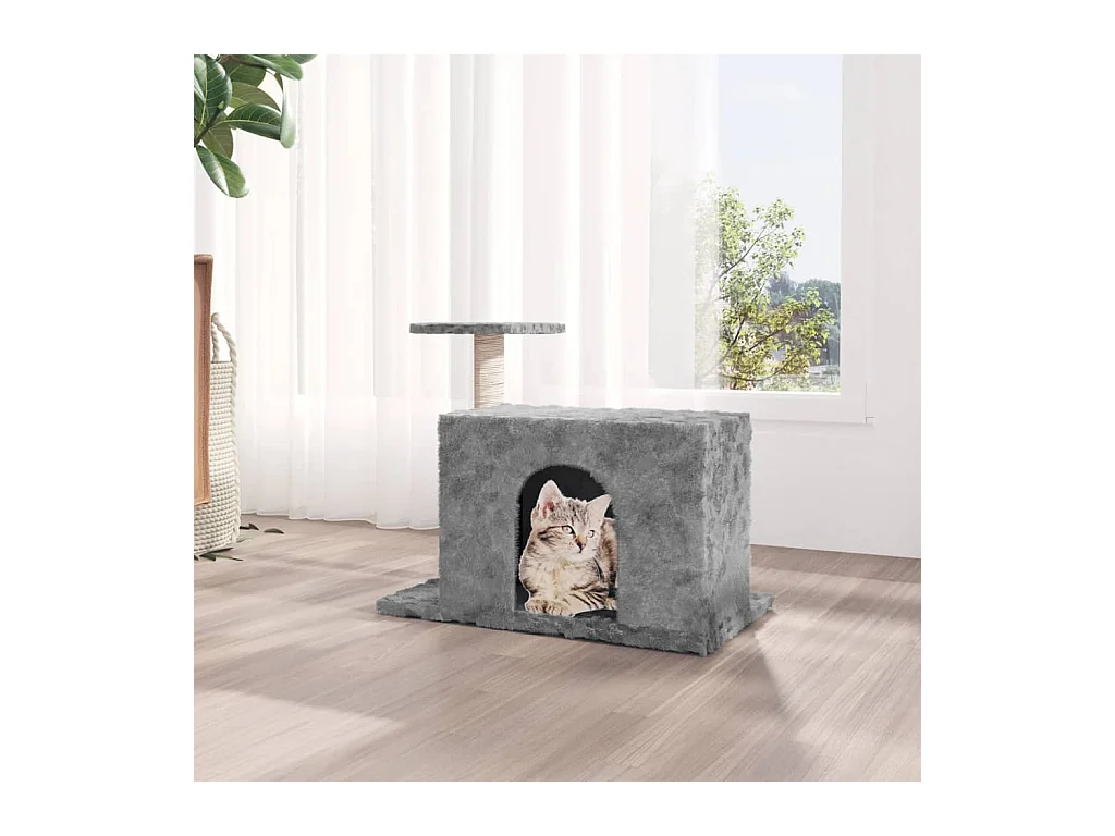 Arbre à chat avec griffoir en sisal Gris clair 51 cm OFR51785 BonneVie Meuble
