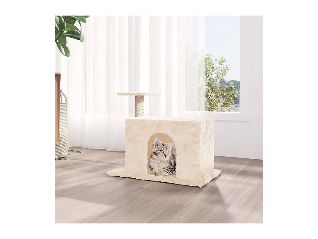 Arbre à chat avec griffoir en sisal Crème 51 cm OFR61537 BonneVie Meuble