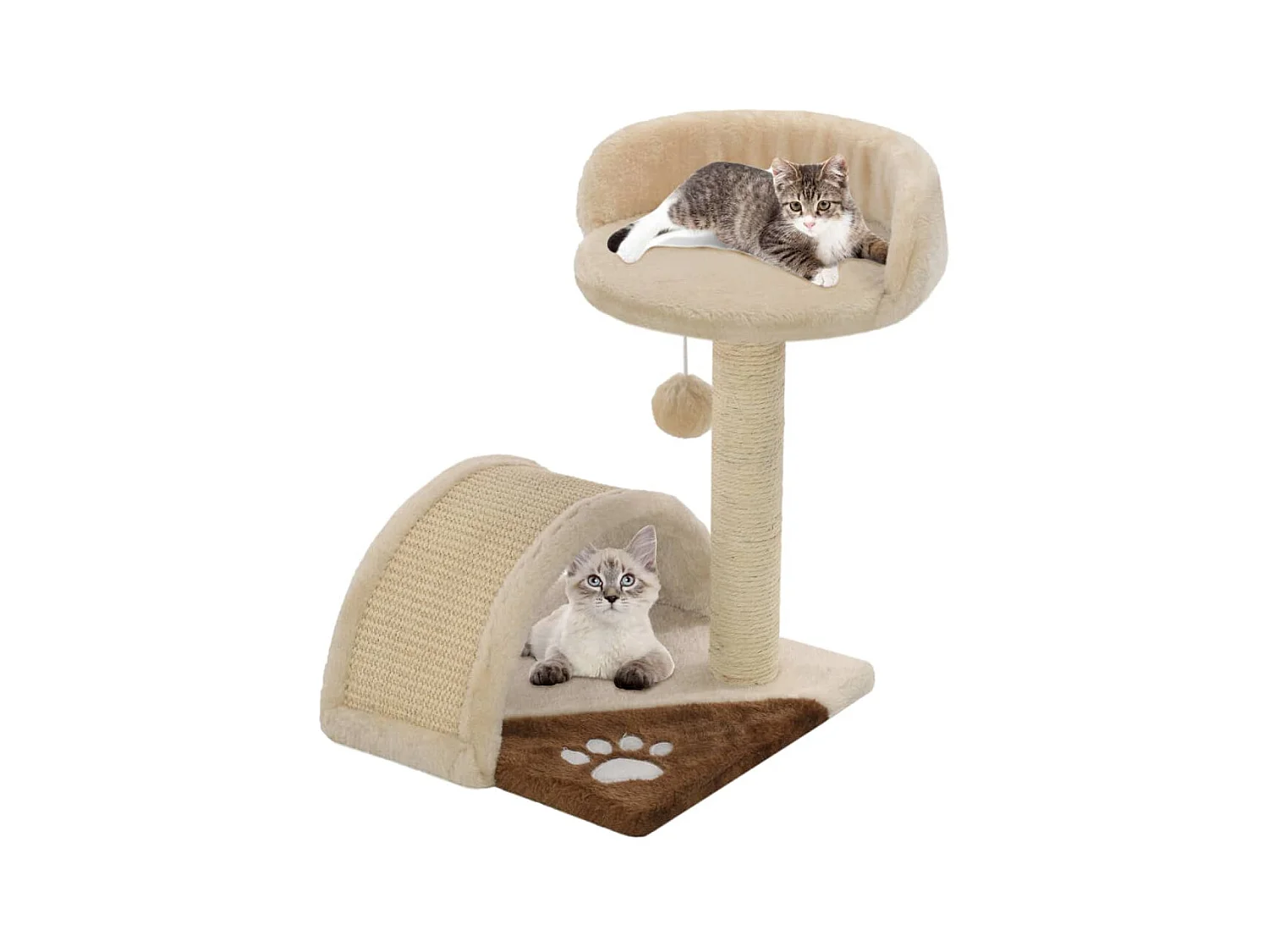 Arbre à chat avec griffoir en sisal 40 cm Beige et Marron OFR57165 BonneVie Meuble