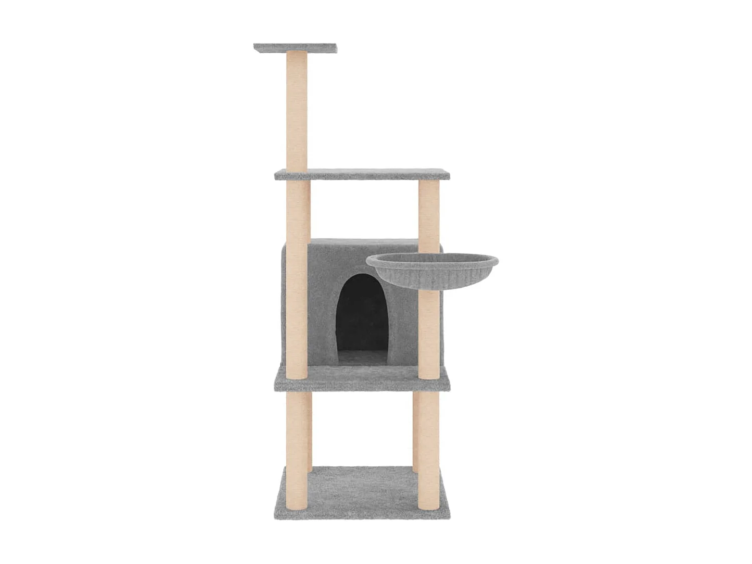 Árvore p/ gatos c/ postes arranhadores sisal 132 cm cinza-claro PT588023