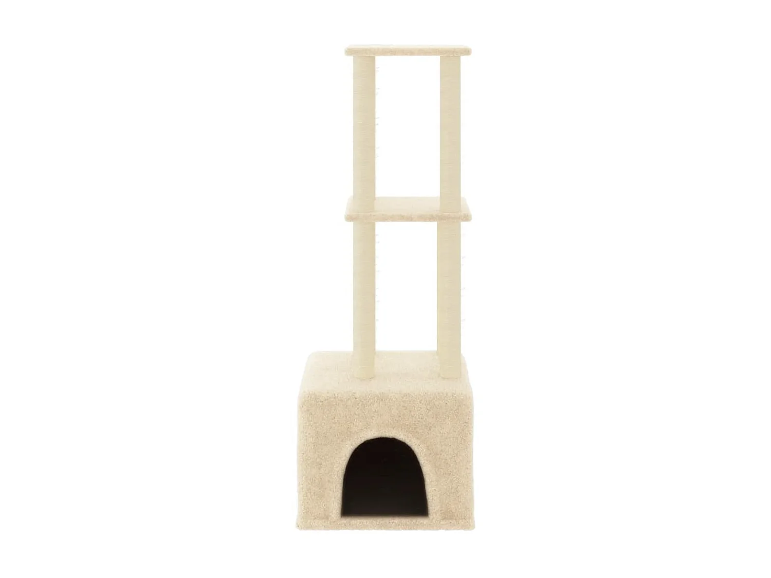 Árvore para gatos c/ postes arranhadores sisal 133,5 cm creme PT309155