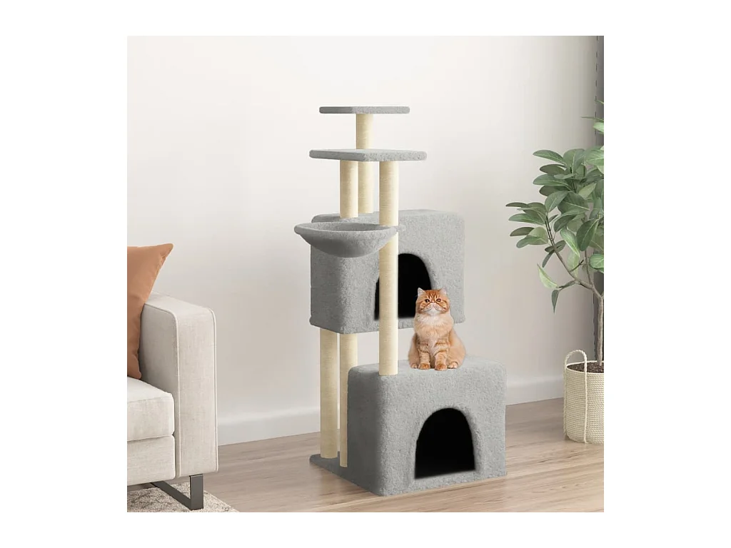 Arbre à chat avec griffoirs en sisal gris clair 122 cm OFR42203 BonneVie Meuble