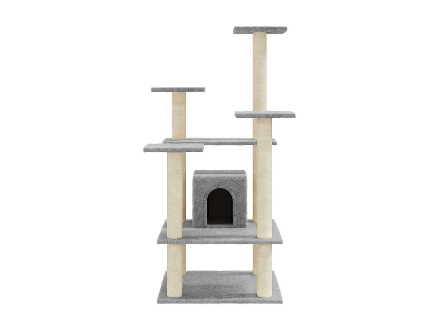 Rascador para gatos con postes de sisal gris claro 110 cm ES729365