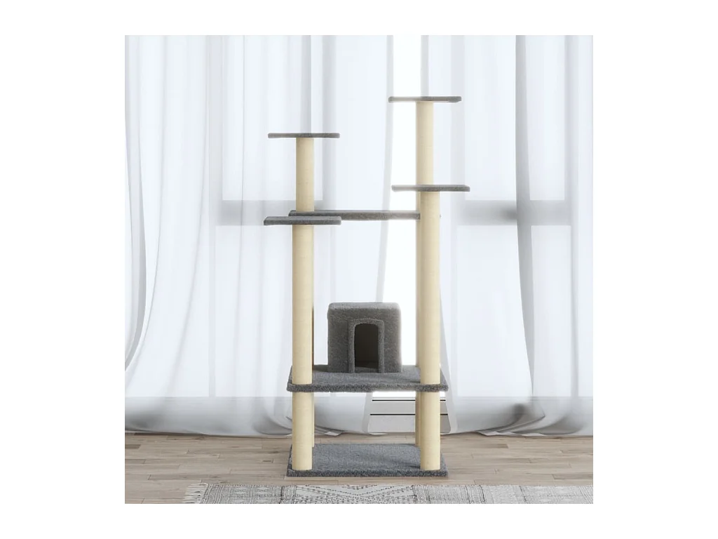 Arbre à chat avec griffoirs en sisal Gris clair 110 cm OFR62653 BonneVie Meuble