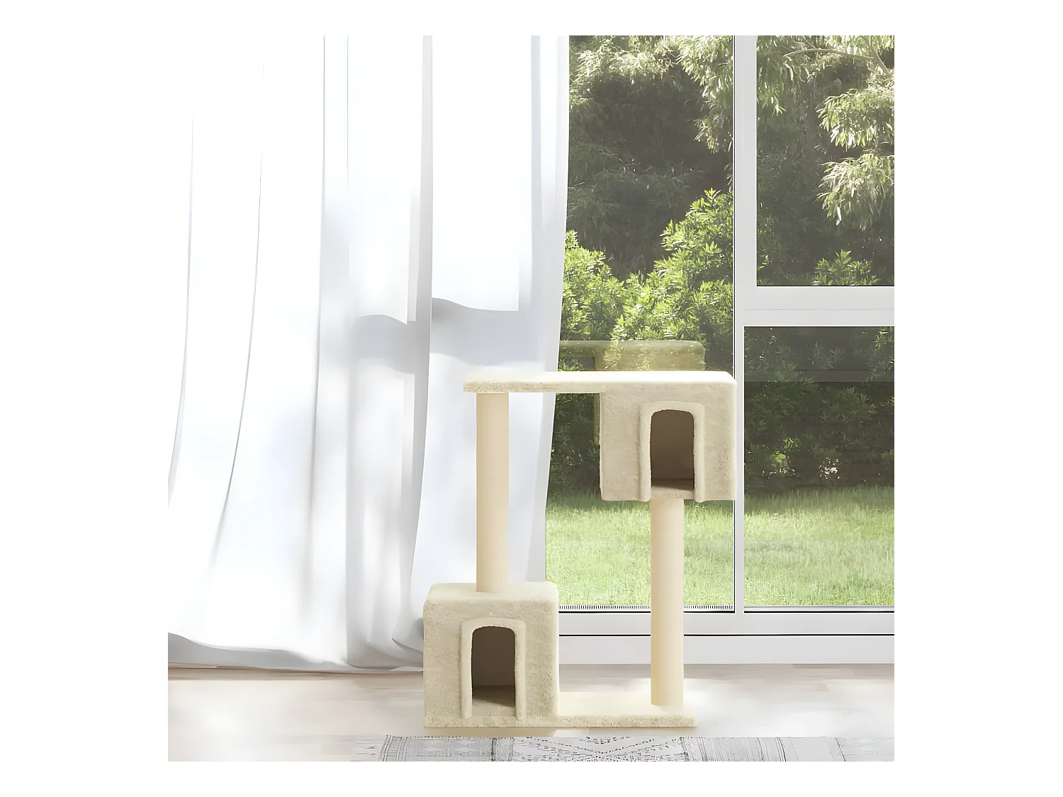 Arbre à chat avec griffoirs en sisal Crème 60 cm OFR96500 BonneVie Meuble