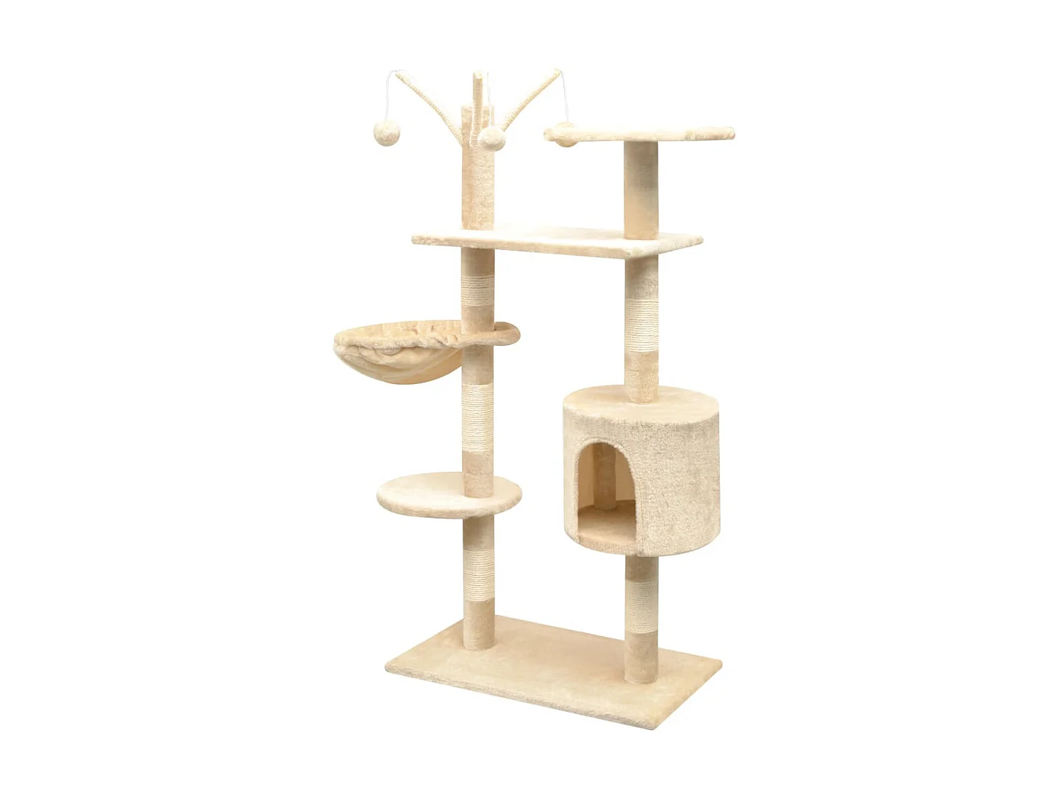 Árvore para gatos c/ postes arranhadores sisal 125 cm bege PT968003