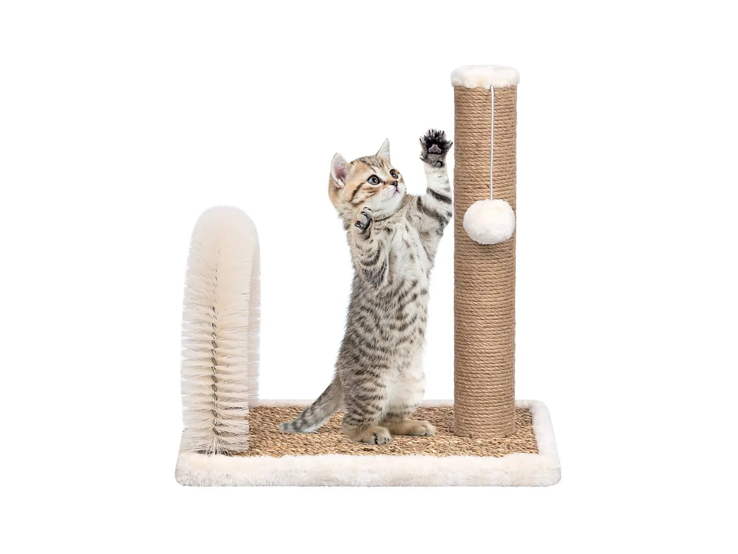 Arbre à chat avec brosse de toilettage en arche et grattoir OFR11490 BonneVie Meuble