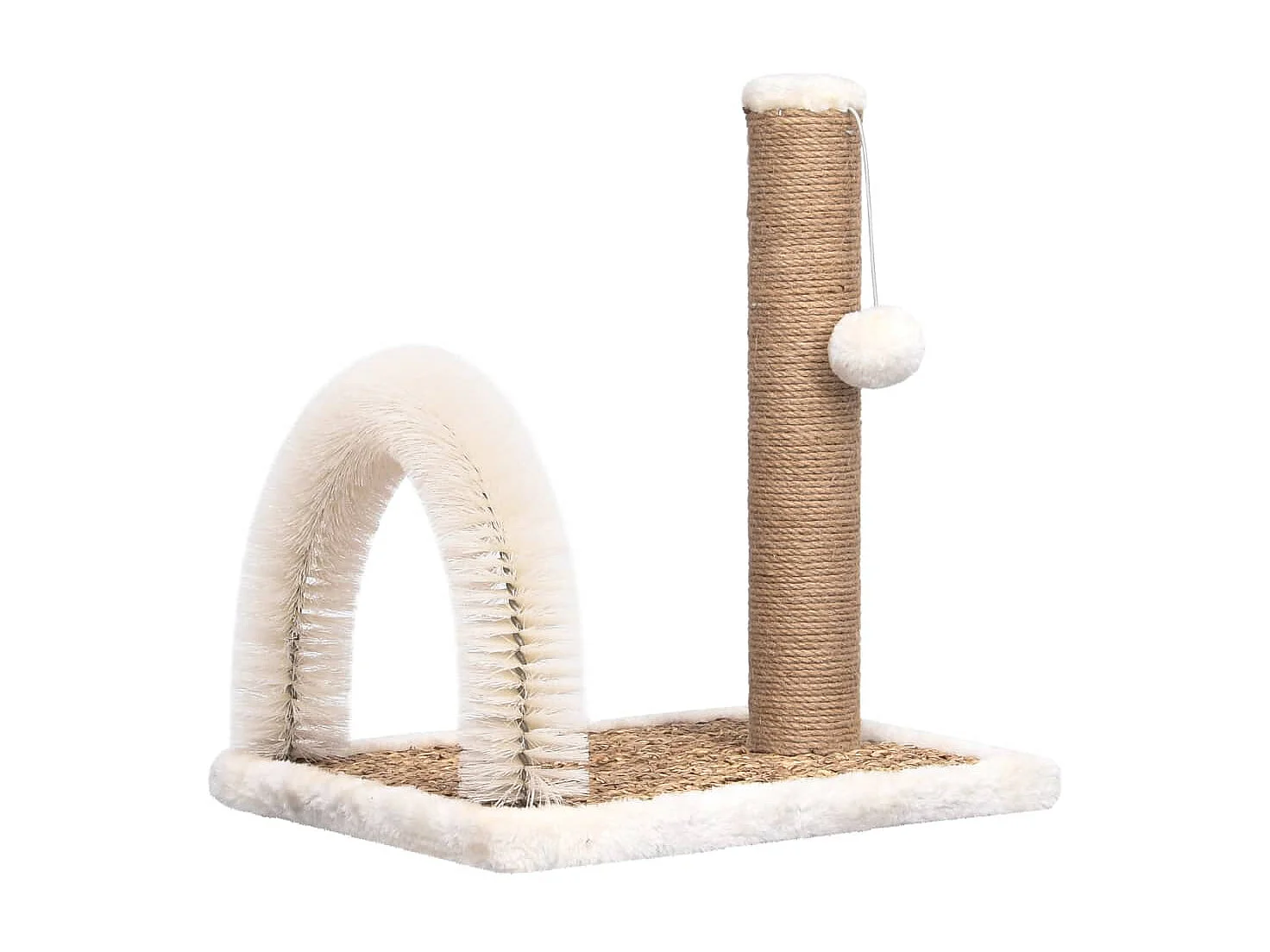 Arbre à chat avec brosse de toilettage en arche et grattoir OFR11490 BonneVie Meuble