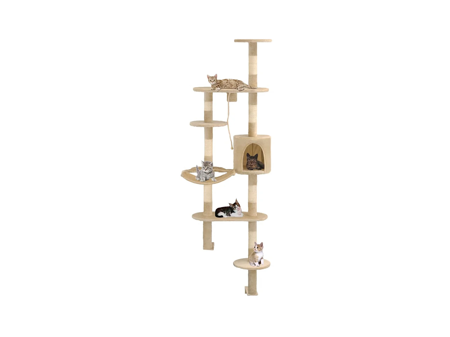 Arbre à chat avec griffoirs en sisal Montage mural 194 cm Beige OFR93851 BonneVie Meuble