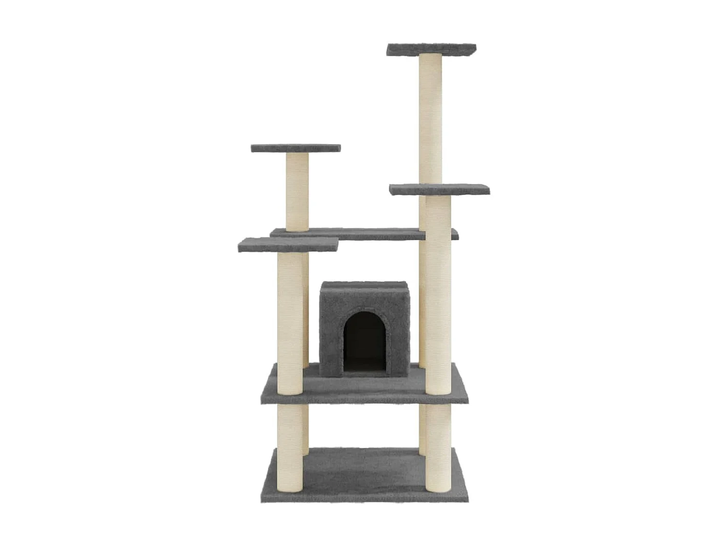 Rascador para gatos con postes de sisal gris oscuro 110 cm ES642431