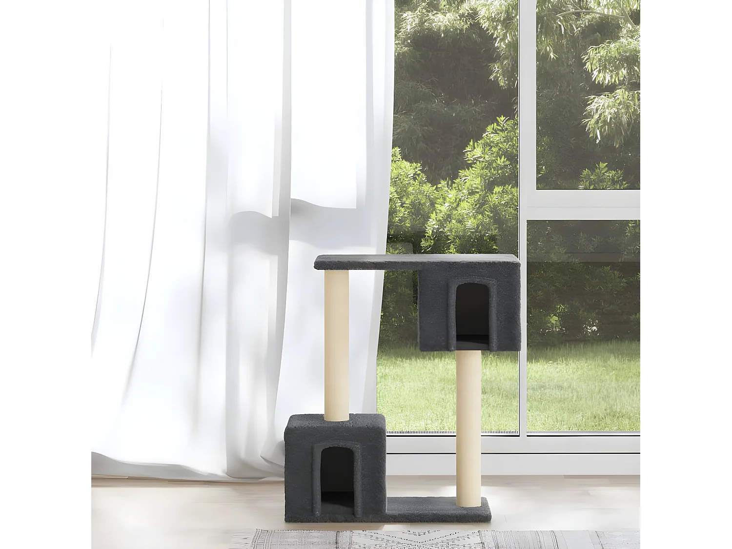 Arbre à chat avec griffoirs en sisal Gris foncé 60 cm OFR85891 BonneVie Meuble