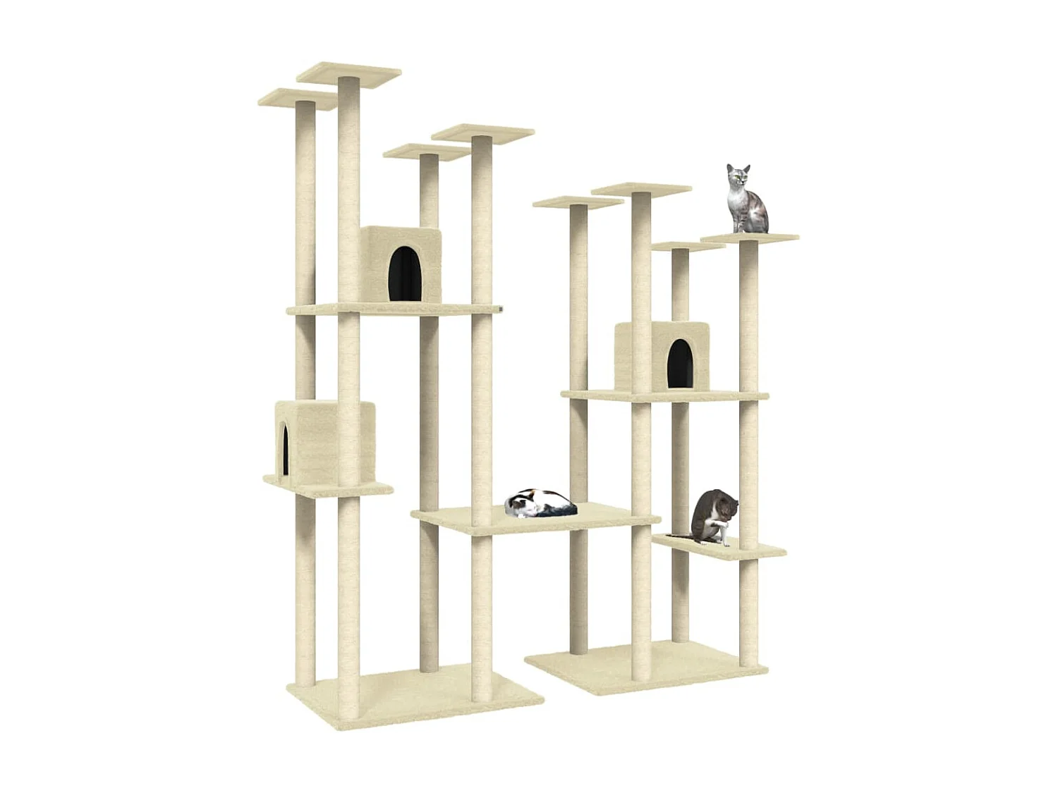 Árvore para gatos c/ postes arranhadores sisal 174 cm cor creme PT789231