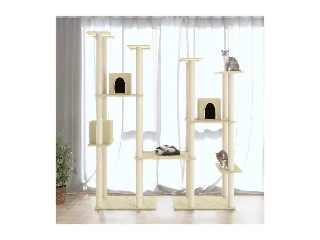 Arbre à chat avec griffoirs en sisal Crème 174 cm OFR63707 BonneVie Meuble