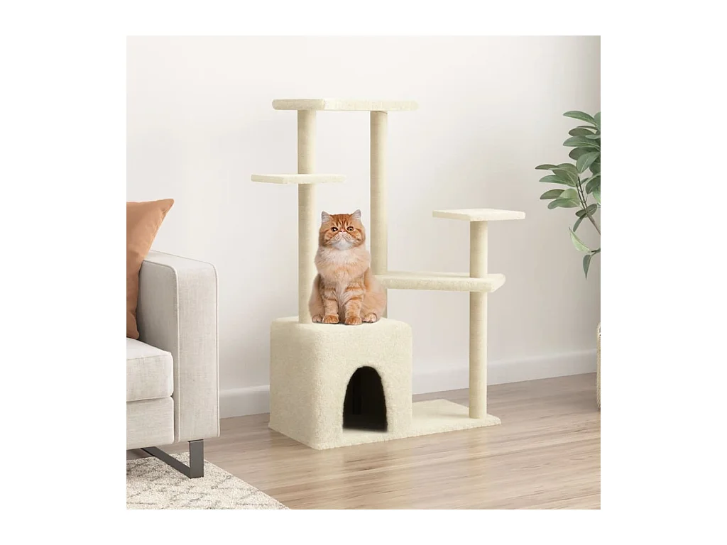 Arbre à chat avec griffoirs en sisal crème 107,5 cm OFR59366 BonneVie Meuble