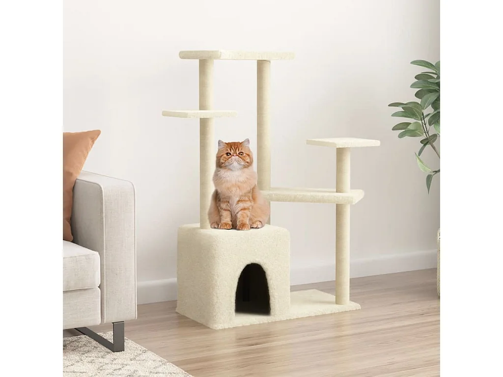 Arbre à chat avec griffoirs en sisal crème 107,5 cm OFR59366 BonneVie Meuble