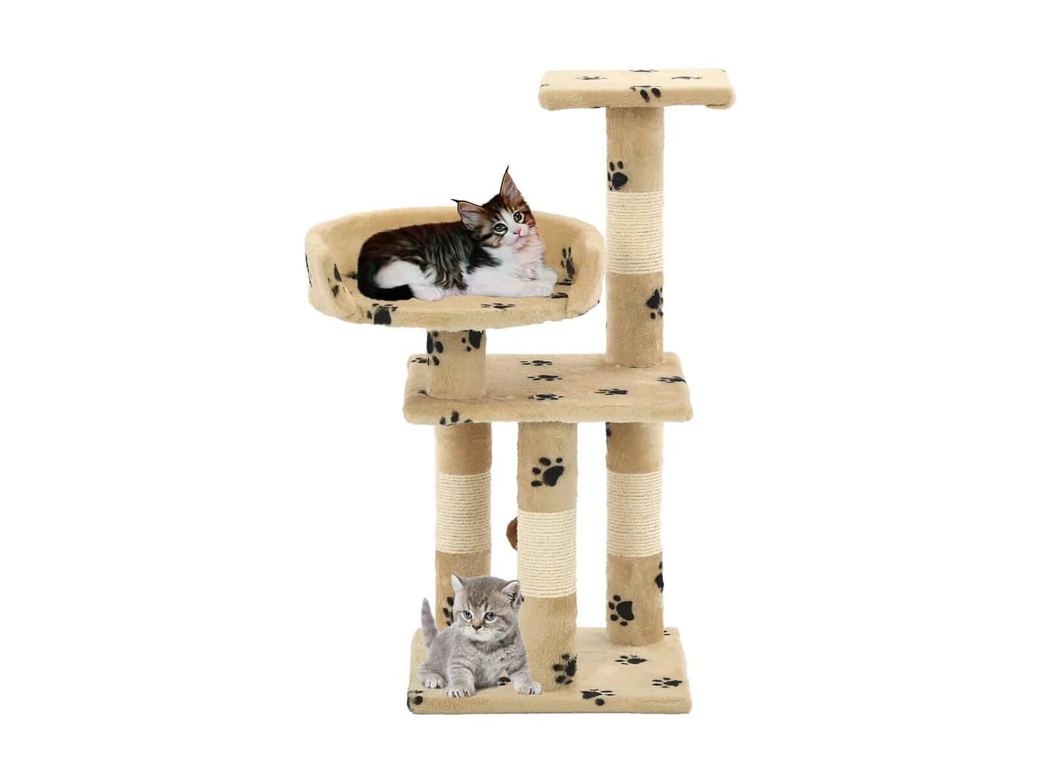 Arbre à chat et griffoirs en sisal 65 cm Beige Motif de pattes OFR87685 BonneVie Meuble