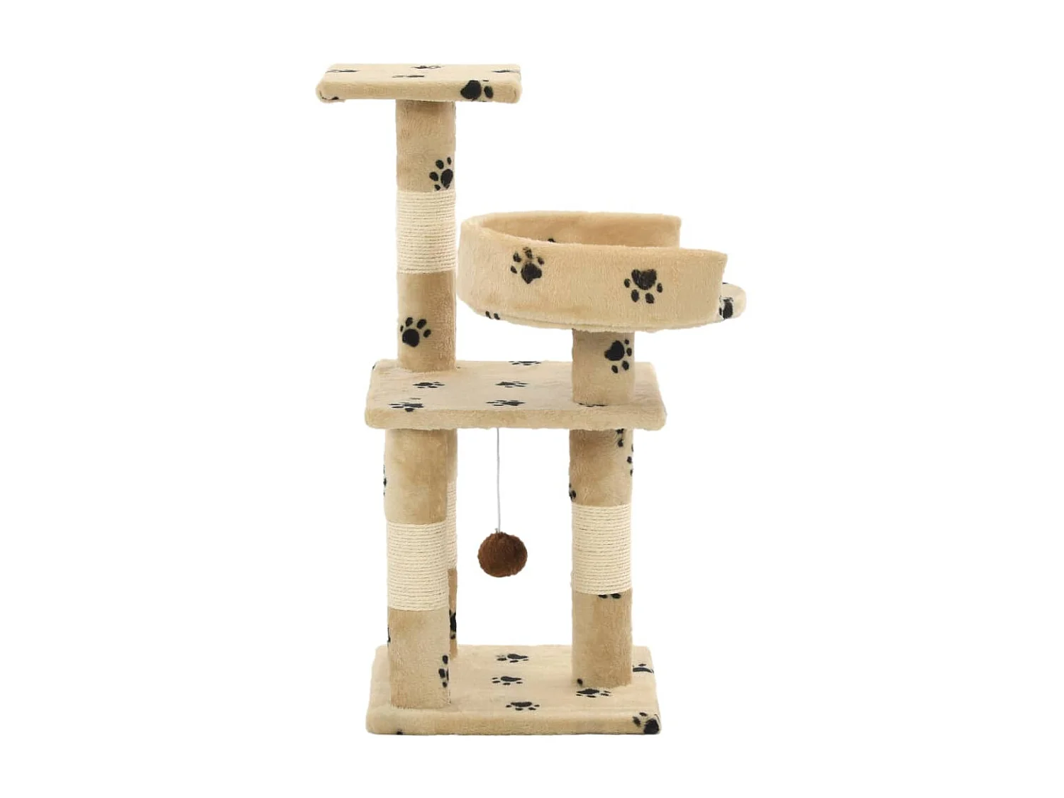 Arbre à chat et griffoirs en sisal 65 cm Beige Motif de pattes OFR87685 BonneVie Meuble