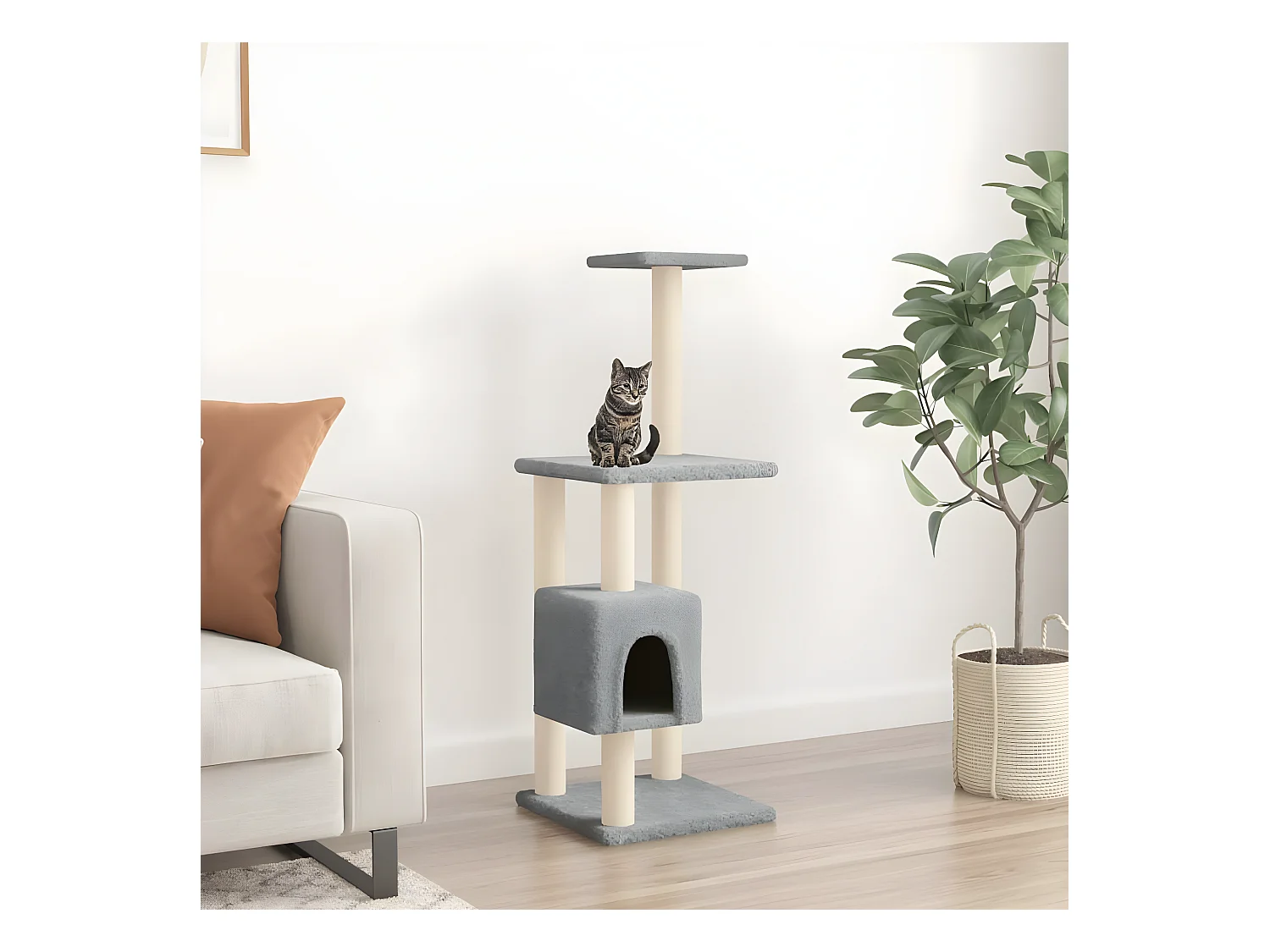 Arbre à chat avec griffoirs en sisal Gris clair 104 cm OFR19186 BonneVie Meuble