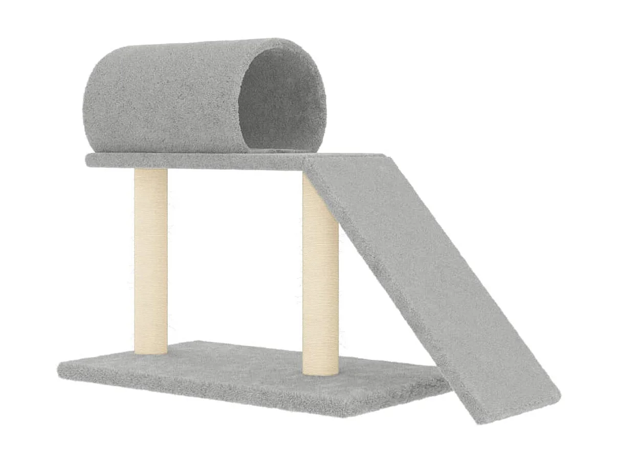 Rascador para gatos con túnel y escalera gris claro 55,5 cm ES846397