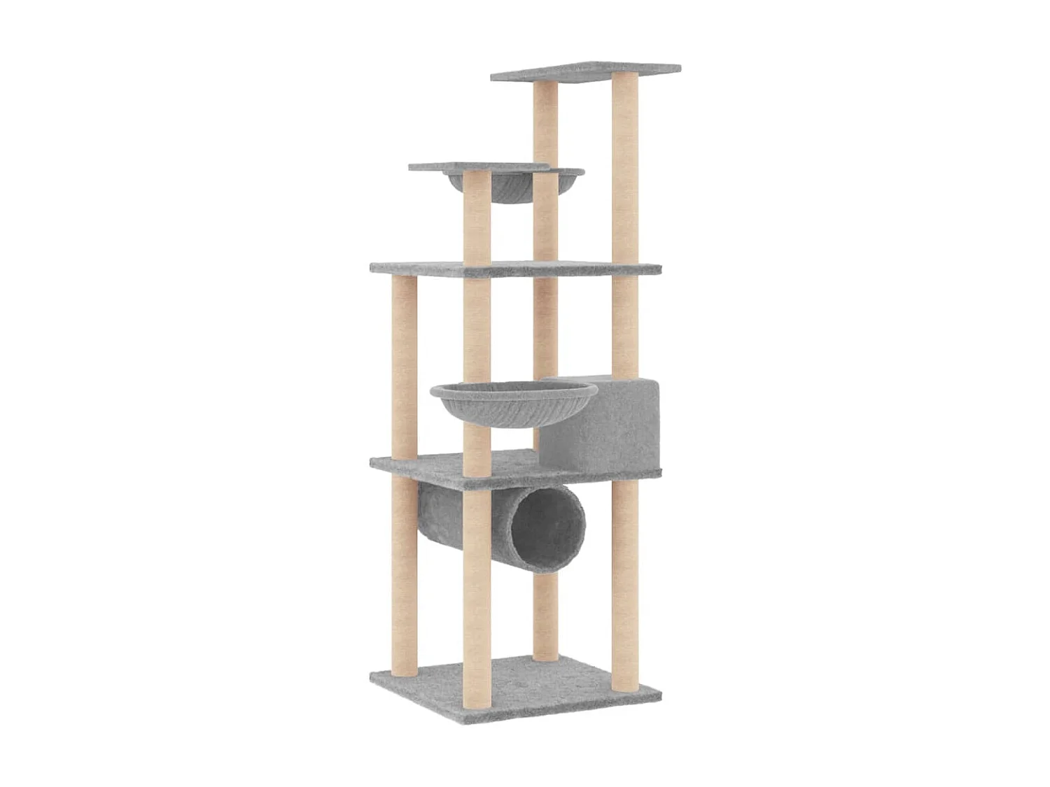 Arbre à chat avec griffoirs en sisal gris clair 141 cm OFR60039 BonneVie Meuble