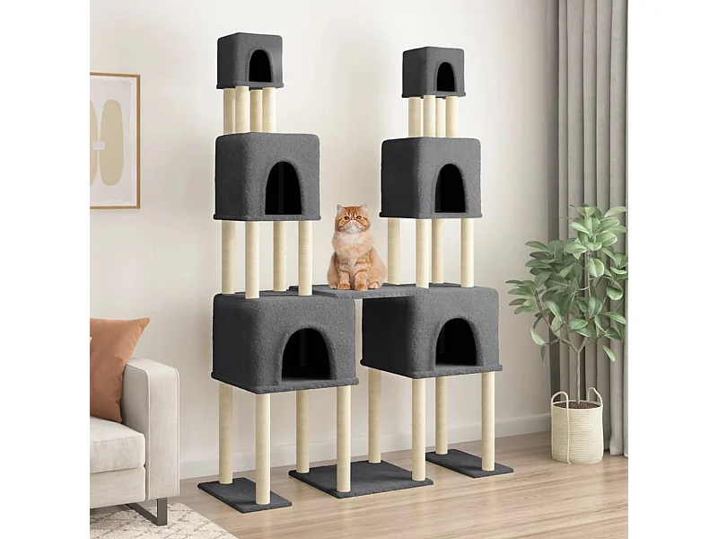 Arbre à chat avec griffoirs en sisal Gris foncé 199 cm OFR34986 BonneVie Meuble