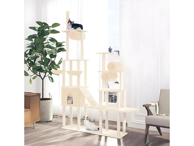 Rascador para gatos con postes de sisal color crema 279 cm ES575498