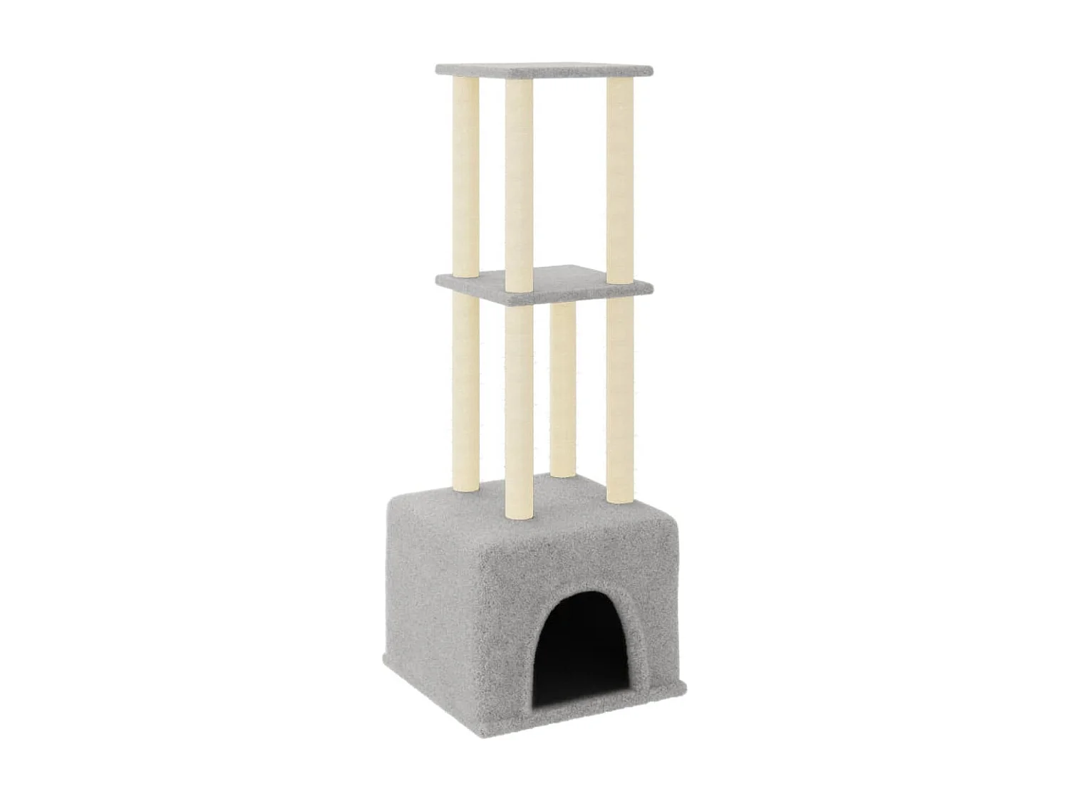 Arbre à chat avec griffoirs en sisal gris clair 133,5 cm OFR12641 BonneVie Meuble