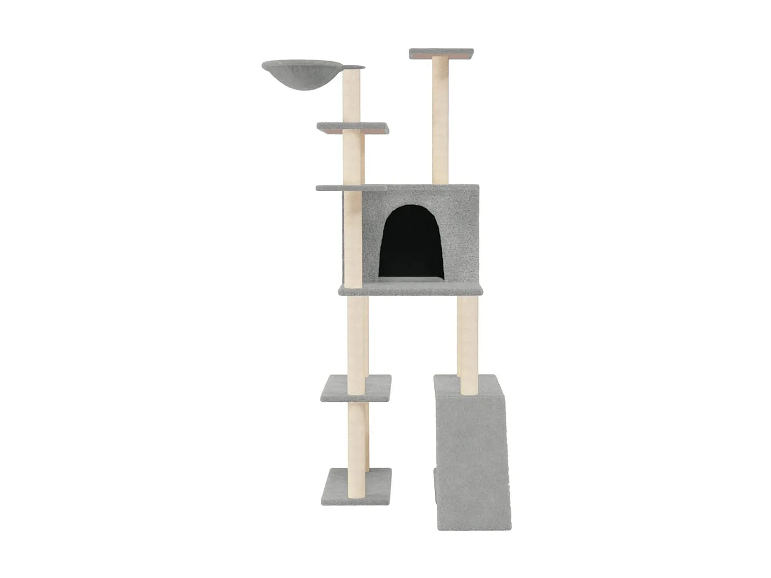 Árvore p/ gatos c/ postes arranhadores sisal 166 cm cinza-claro PT871018