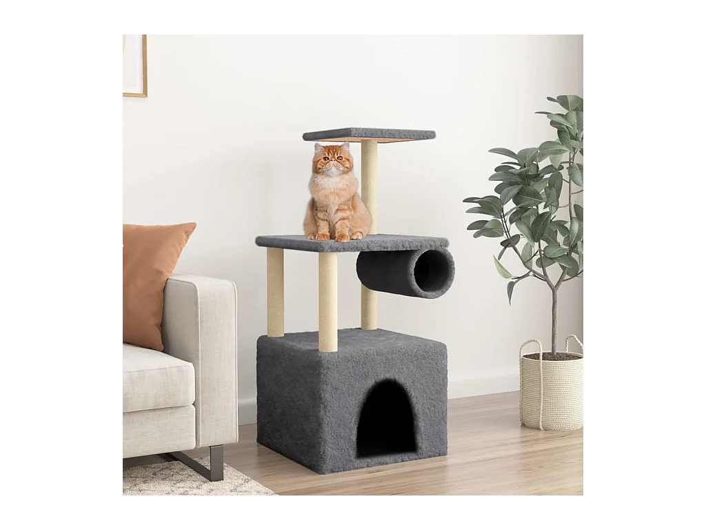 Arbre à chat avec griffoirs en sisal gris foncé 109,5 cm OFR75271 BonneVie Meuble