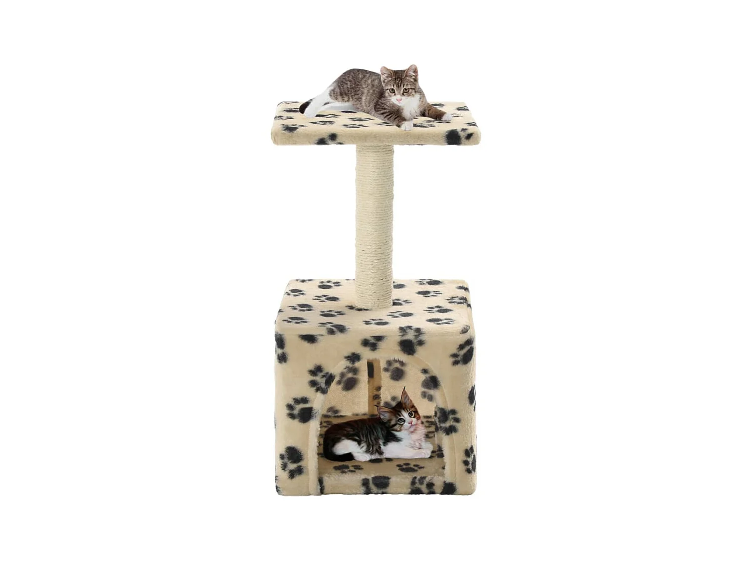 Arbre à chat avec griffoirs en sisal 55 cm Beige Motif de pattes OFR35307 BonneVie Meuble