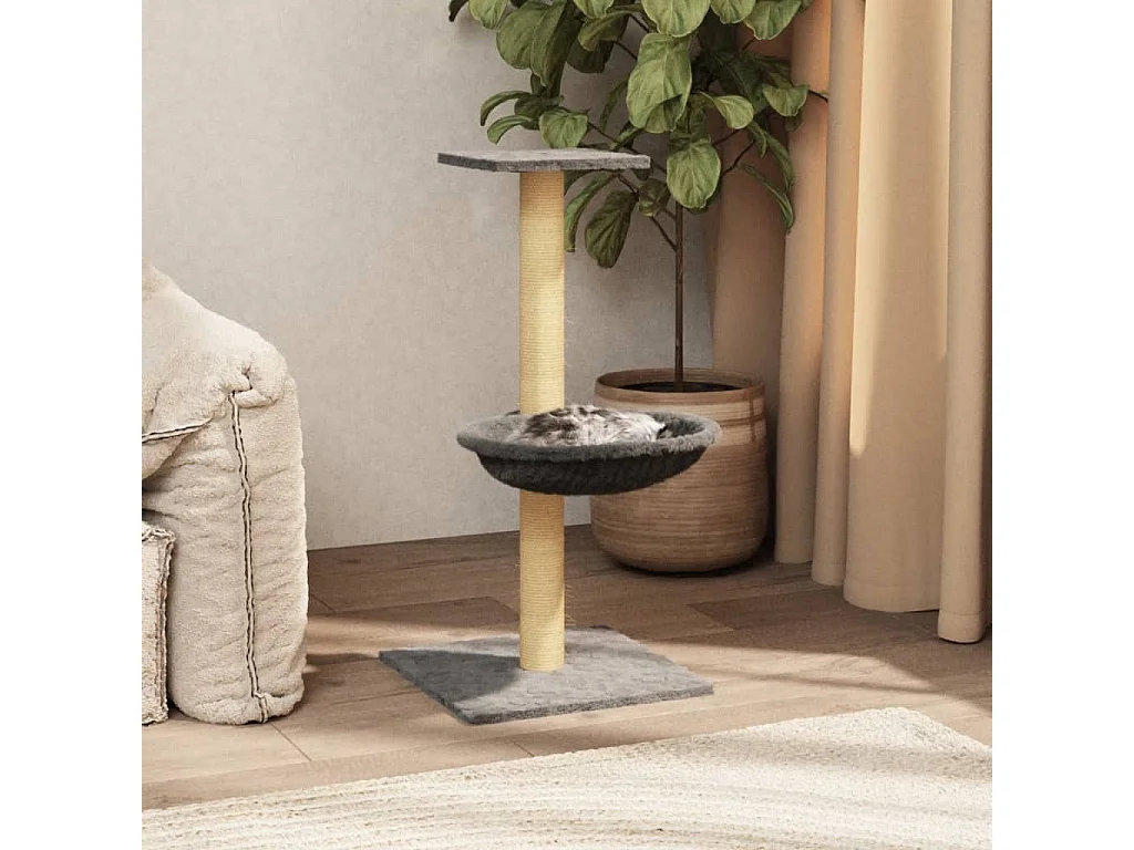 Rascador para gatos con poste de sisal gris claro 74 cm ES968565