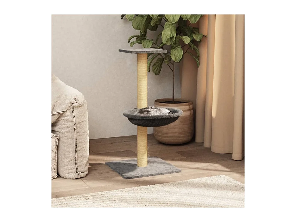Arbre à chat avec griffoir en sisal Gris clair 74 cm OFR80149 BonneVie Meuble