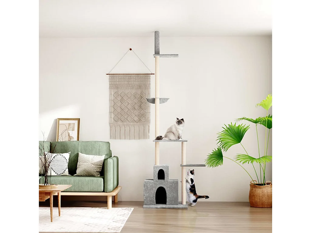 Árvore gatos altura ajust. chão-teto 250,5-276,5 cm cinza-claro PT468009