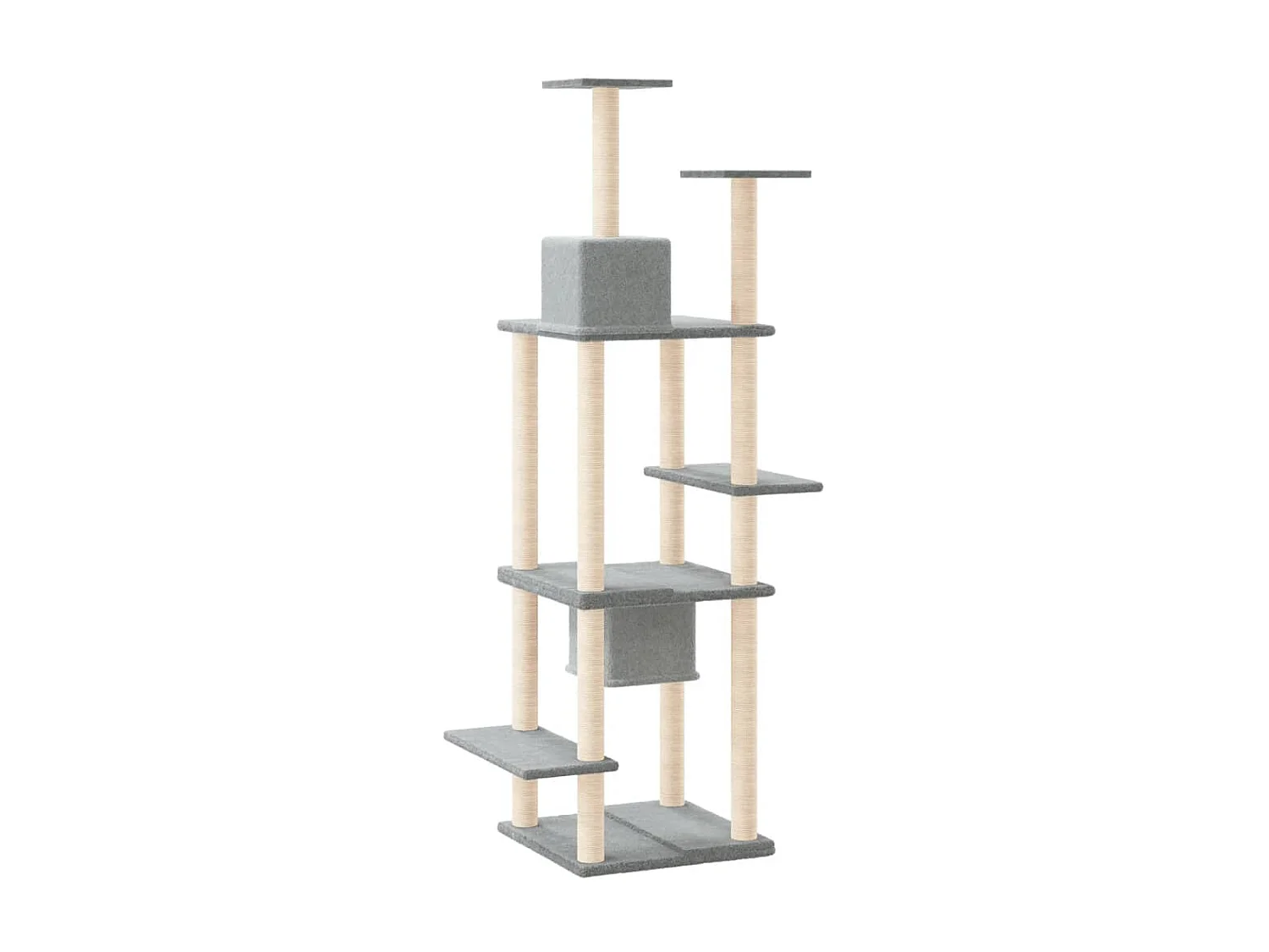 Rascador para gatos con postes de sisal gris claro 176 cm ES238464