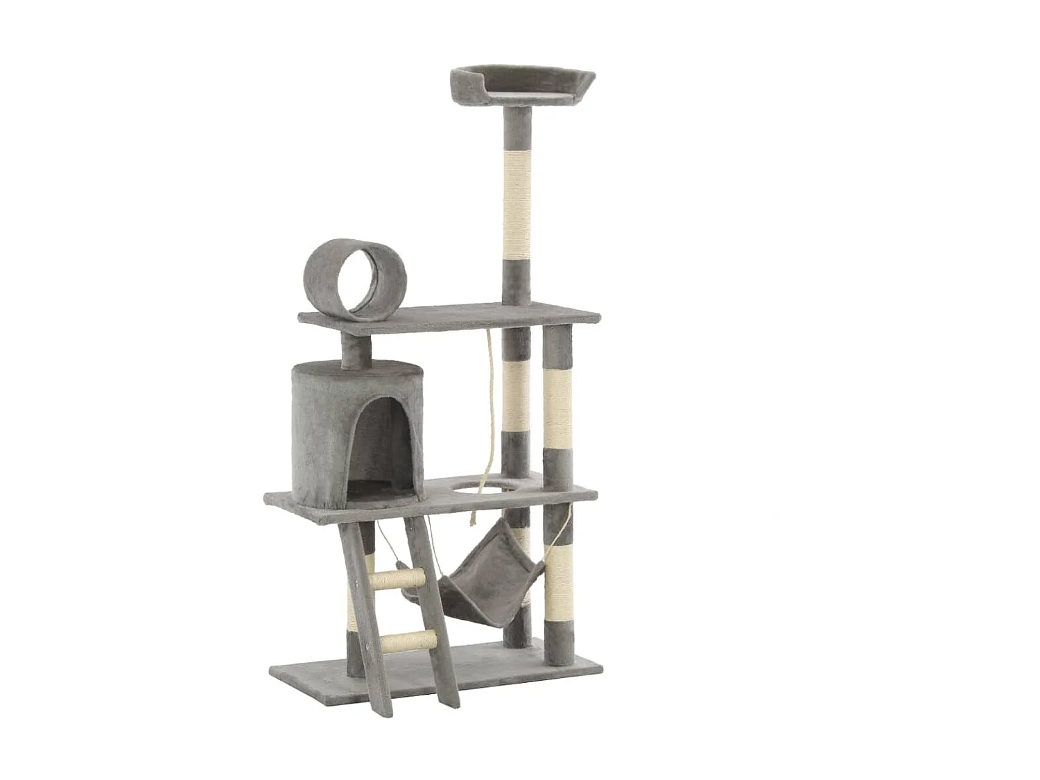 Árvore para gatos c/ postes arranhadores sisal 140 cm cinzento PT962537