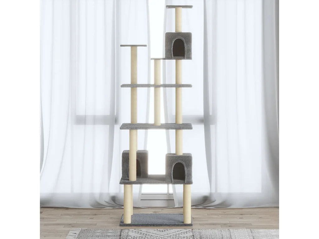 Arbre à chat avec griffoirs en sisal Gris clair 188 cm OFR61408 BonneVie Meuble
