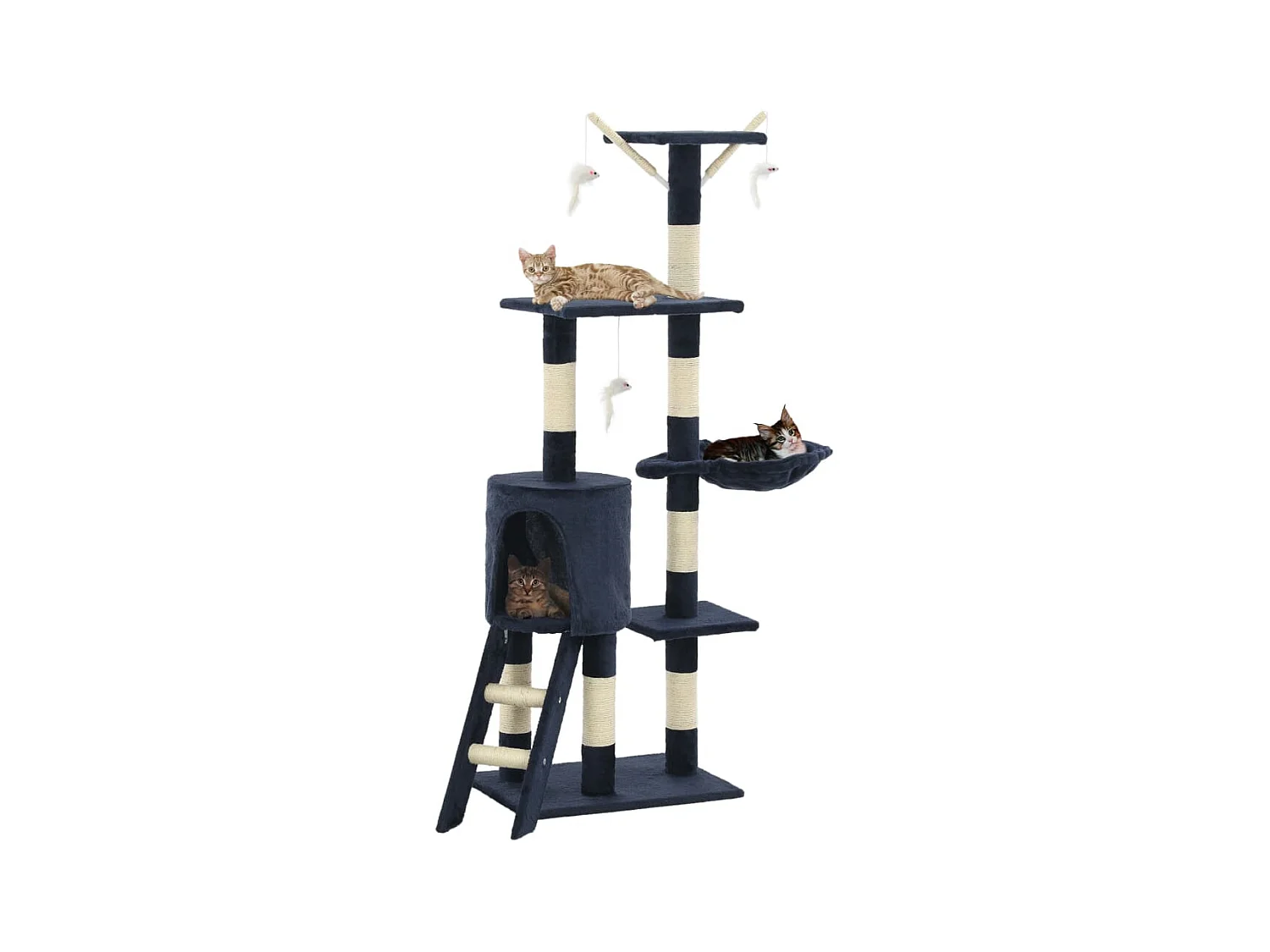 Arbre à chat avec griffoirs en sisal 138 cm Bleu foncé OFR84638 BonneVie Meuble