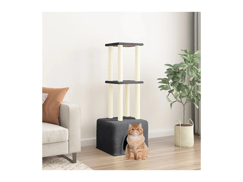 Arbre à chat avec griffoirs en sisal Gris foncé 133,5 cm OFR21482 BonneVie Meuble
