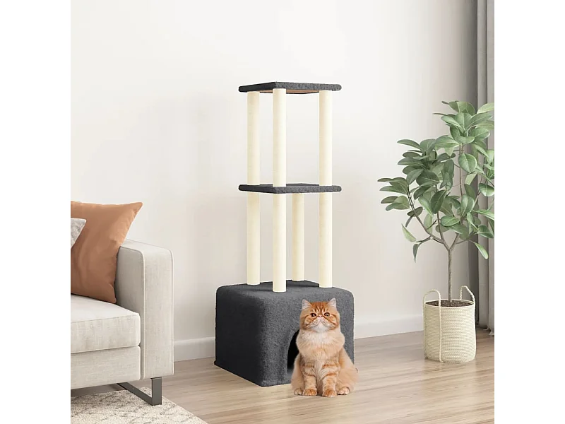 Arbre à chat avec griffoirs en sisal Gris foncé 133,5 cm OFR21482 BonneVie Meuble