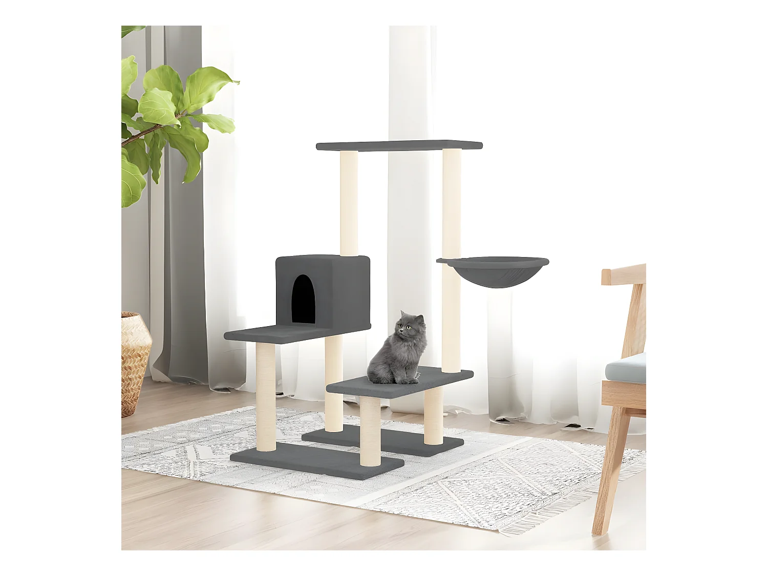 Arbre à chat avec griffoirs en sisal Gris foncé 94,5 cm OFR91719 BonneVie Meuble